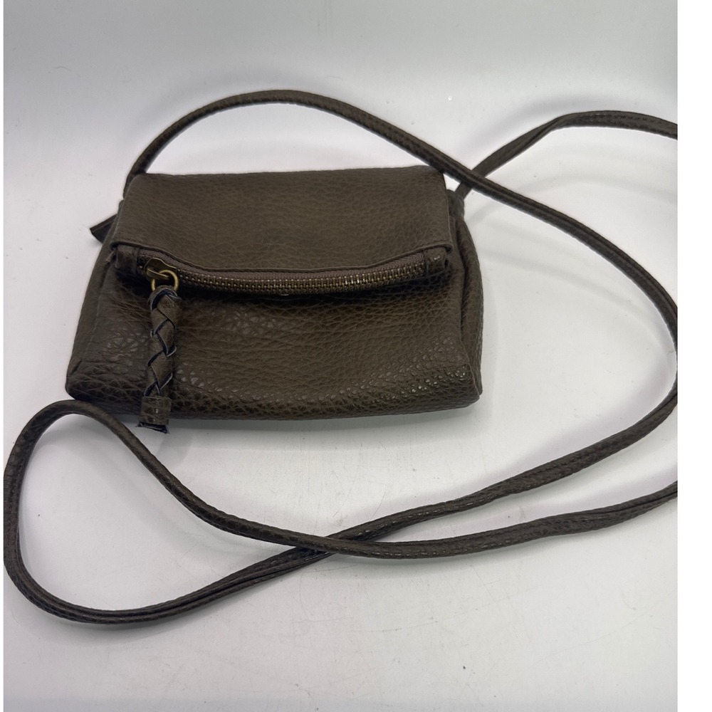 Mossimo Supply Co Olive Green Pebbled Faux Leather Small Crossbody Bag Flap Zip